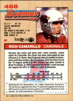 1992 Bowman #468 Rich Camarillo Back