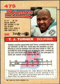 1992 Bowman #475 T.J. Turner Back