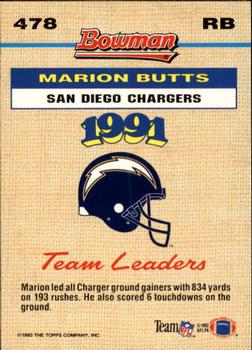 1992 Bowman #478 Marion Butts Back