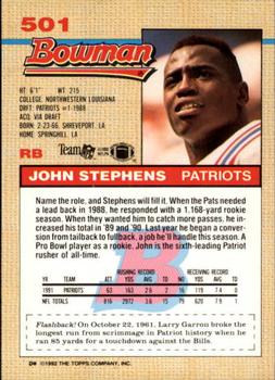 1992 Bowman #501 John Stephens Back
