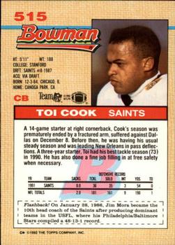 1992 Bowman #515 Toi Cook Back