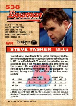 1992 Bowman #538 Steve Tasker Back