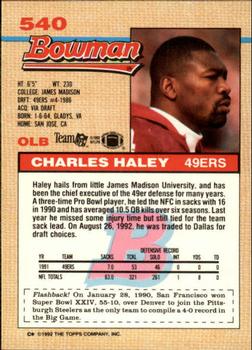 1992 Bowman #540 Charles Haley Back