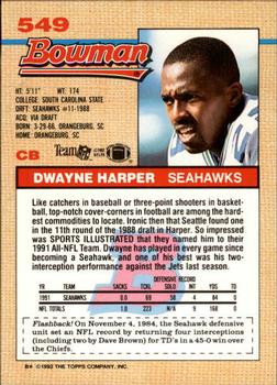 1992 Bowman #549 Dwayne Harper Back