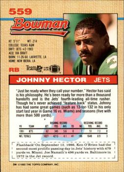 1992 Bowman #559 Johnny Hector Back