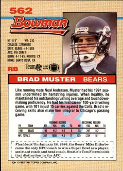 1992 Bowman #562 Brad Muster Back