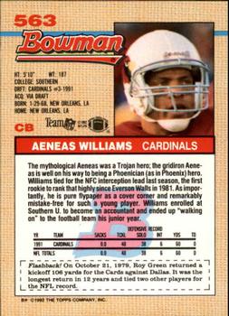 1992 Bowman #563 Aeneas Williams Back