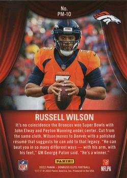 2022 Donruss Elite - Playmakers #PM-10 Russell Wilson Back
