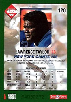 1992 Collector's Edge #120 Lawrence Taylor Back