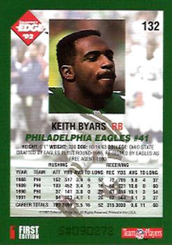 1992 Collector's Edge #132 Keith Byars Back