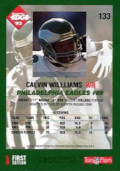 1992 Collector's Edge #133 Calvin Williams Back