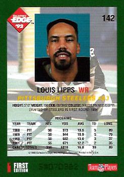 1992 Collector's Edge #142 Louis Lipps Back