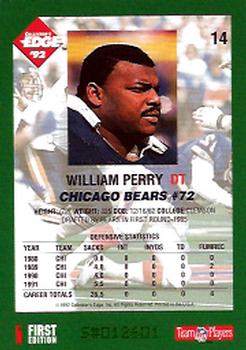 1992 Collector's Edge #14 William Perry Back