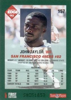1992 Collector's Edge #157 John Taylor Back