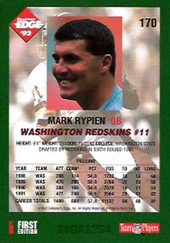 1992 Collector's Edge #170 Mark Rypien Back