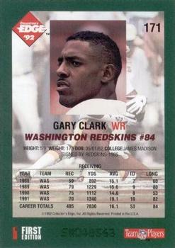 1992 Collector's Edge #171 Gary Clark Back