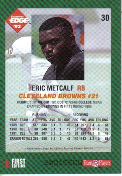 1992 Collector's Edge #30 Eric Metcalf Back