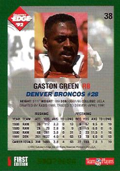 1992 Collector's Edge #38 Gaston Green Back