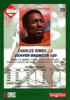 1992 Collector's Edge #39 Charles Dimry Back