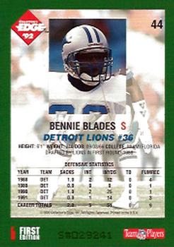 1992 Collector's Edge #44 Bennie Blades Back