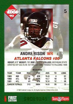 1992 Collector's Edge #5 Andre Rison Back