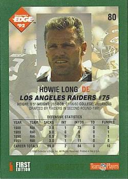 1992 Collector's Edge #80 Howie Long Back