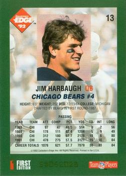 1992 Collector's Edge #13 Jim Harbaugh Back