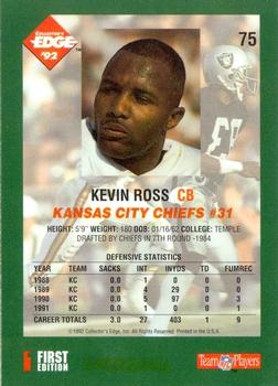 1992 Collector's Edge #75 Kevin Ross Back