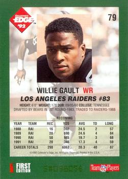1992 Collector's Edge #79 Willie Gault Back