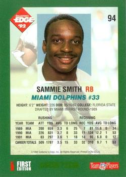 1992 Collector's Edge #94 Sammie Smith Back