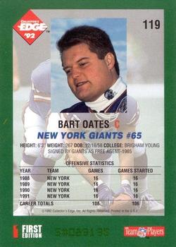 1992 Collector's Edge #119 Bart Oates Back