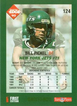 1992 Collector's Edge #124 Bill Pickel Back