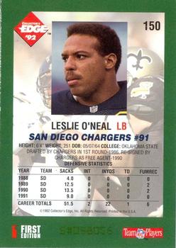 1992 Collector's Edge #150 Leslie O'Neal Back