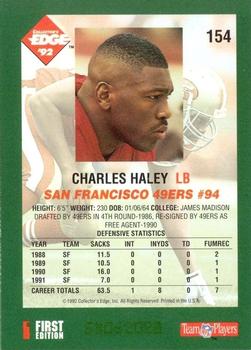 1992 Collector's Edge #154 Charles Haley Back