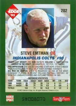 1992 Collector's Edge #202 Steve Emtman Back