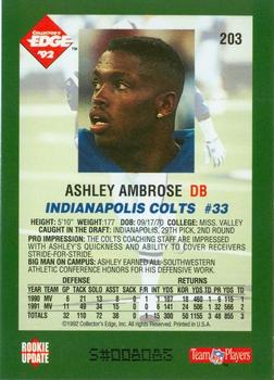 1992 Collector's Edge #203 Ashley Ambrose Back