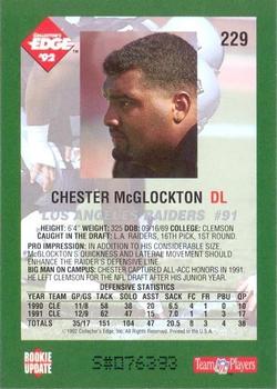 1992 Collector's Edge #229 Chester McGlockton Back