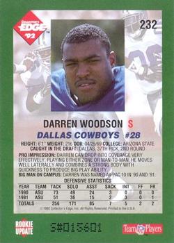 1992 Collector's Edge #232 Darren Woodson Back