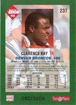 1992 Collector's Edge #237 Clarence Kay Back