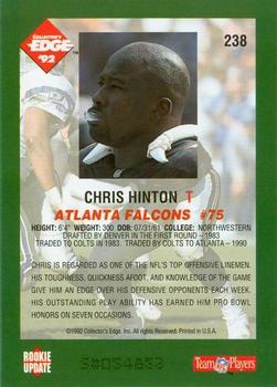 1992 Collector's Edge #238 Chris Hinton Back