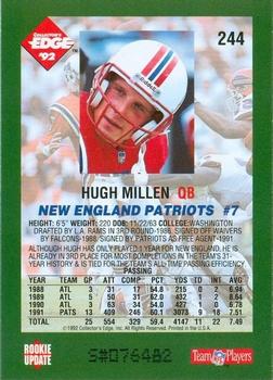 1992 Collector's Edge #244 Hugh Millen Back