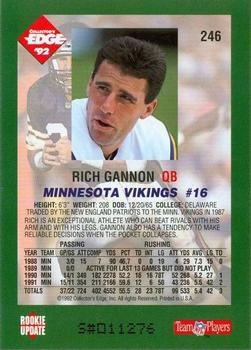 1992 Collector's Edge #246 Rich Gannon Back
