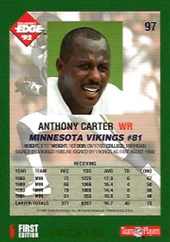 1992 Collector's Edge #97 Anthony Carter Back