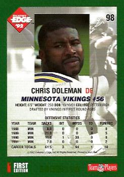 1992 Collector's Edge #98 Chris Doleman Back