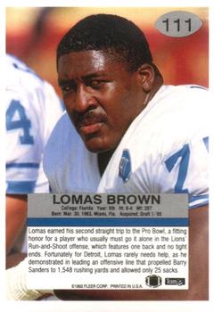 1992 Fleer #111 Lomas Brown Back