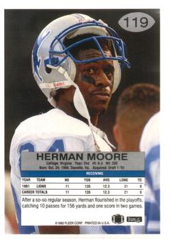 1992 Fleer #119 Herman Moore Back