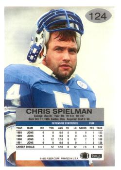 1992 Fleer #124 Chris Spielman Back