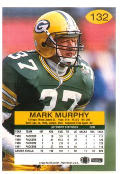 1992 Fleer #132 Mark Murphy Back