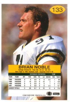 1992 Fleer #133 Brian Noble Back