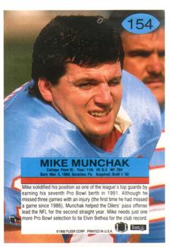 1992 Fleer #154 Mike Munchak Back